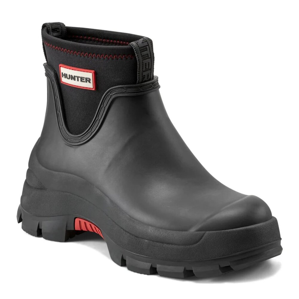 Hunter Women's Eloise Lug Sole Waterproof Neoprene Rain Booties in Black - Picture 7 of 12